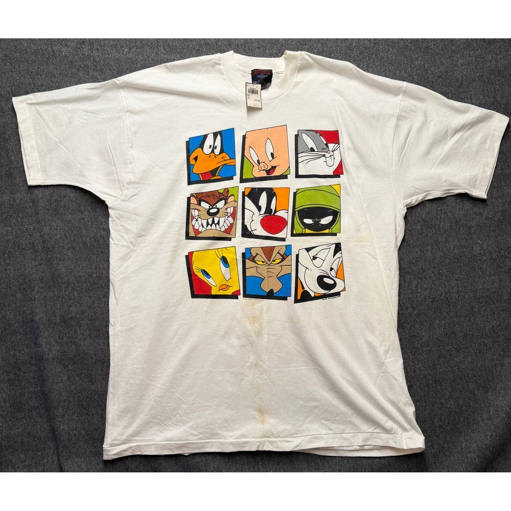 Vintage 1993 Looney Tunes Characters T-Shirt Garment Graphics White XXXL NWT